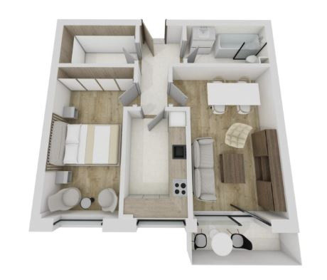 Apartament de 2 camere, 55.64 mp, Terra