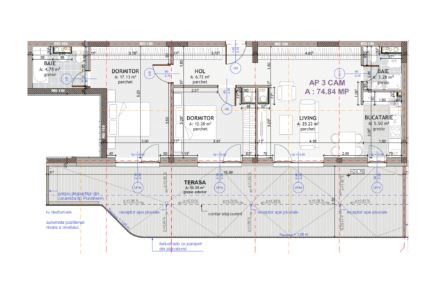 Apartament de 3 camere, 75 mp, 50 mp terasa, zona Eroilor