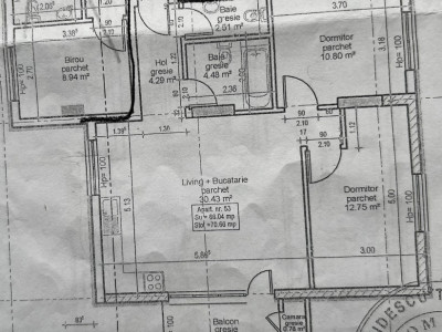 Apartament de 3 camere, 2 bai,  66 mp, zona Vivo