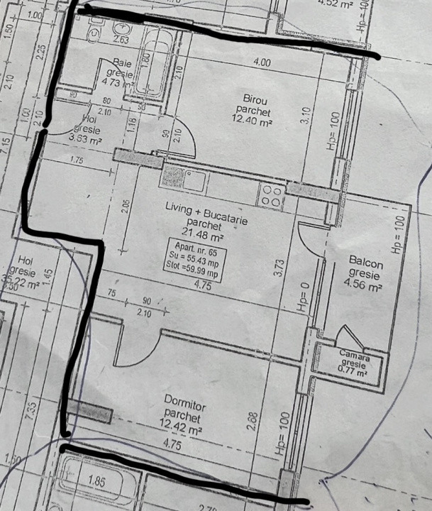 Apartament de 3 camere, 53 mp, zona Vivo