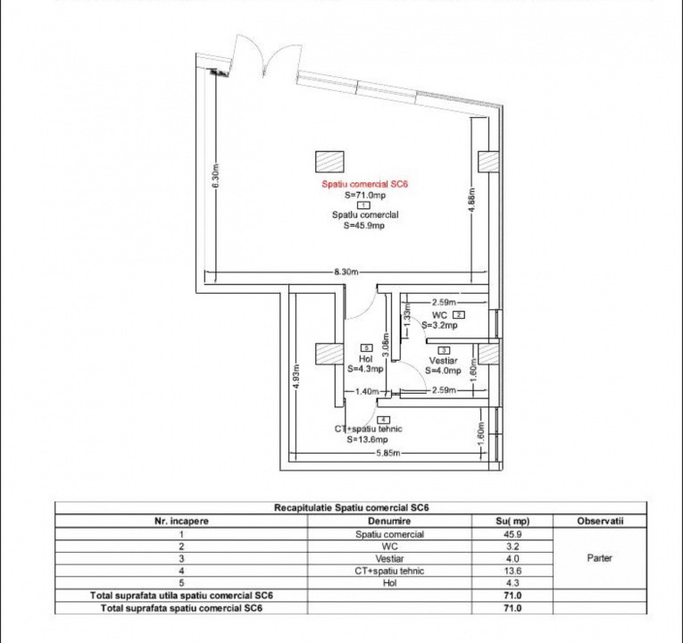 Spatiu comercial 71mp, preluare chiriasi, Zona Dambu Rotund