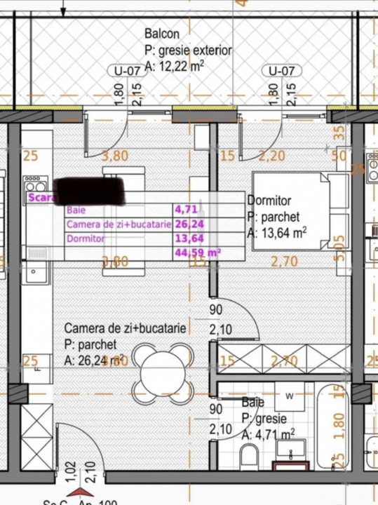 Apartament de 45mp, cu vedere spre Baza Sportiva