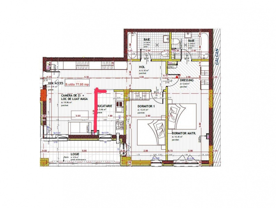 Apartament de 4 camere, 2 bai, 78 mp, str Tineretului