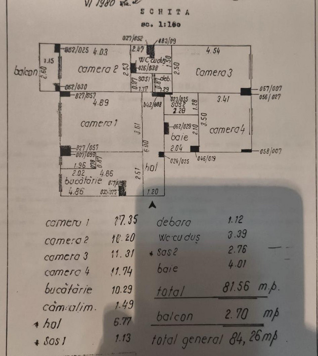 Apartament de 84,26mp cu 4 camere pe Calea Floresti, retras de la principala