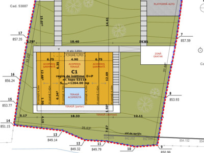 Teren cu autorizatie de constructie, 1264mp, 35 m front, Balcesti
