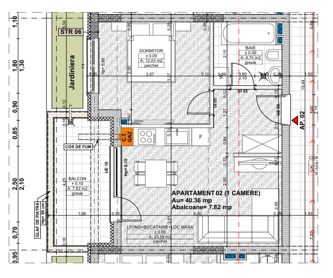 Apartament de 2 camere, 40 mp, parcare subterana, zona Cetatii