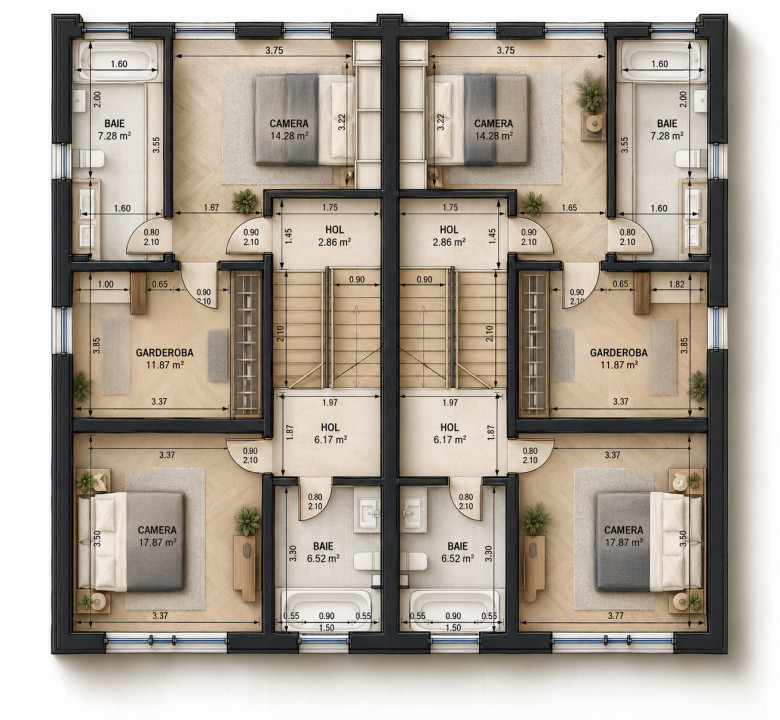Duplex cu garaj, 196 mp utili 250 mp teren, Manastur