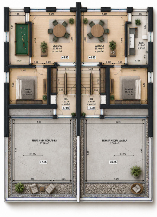Duplex cu garaj, 196 mp utili 250 mp teren, Manastur