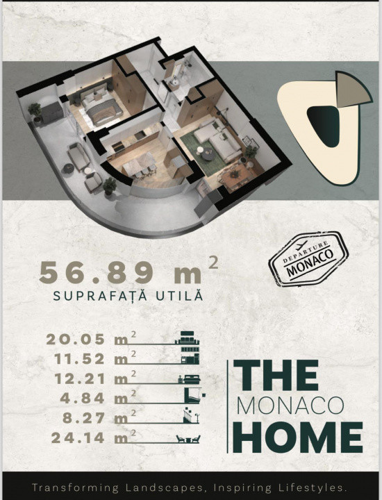 Apartament de 2 camere, 57 mp utili, 24 mp terasa, Zona BMW